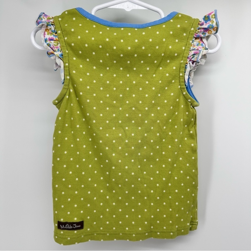 MATILDA JANE Green Polka Dot Kids Ribbed Top Ruffle Sleeves GIRLS 4 4T - Picture 6 of 6